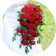 Каскадный букет из красных роз. Бутоньерка для жениха в подарок!